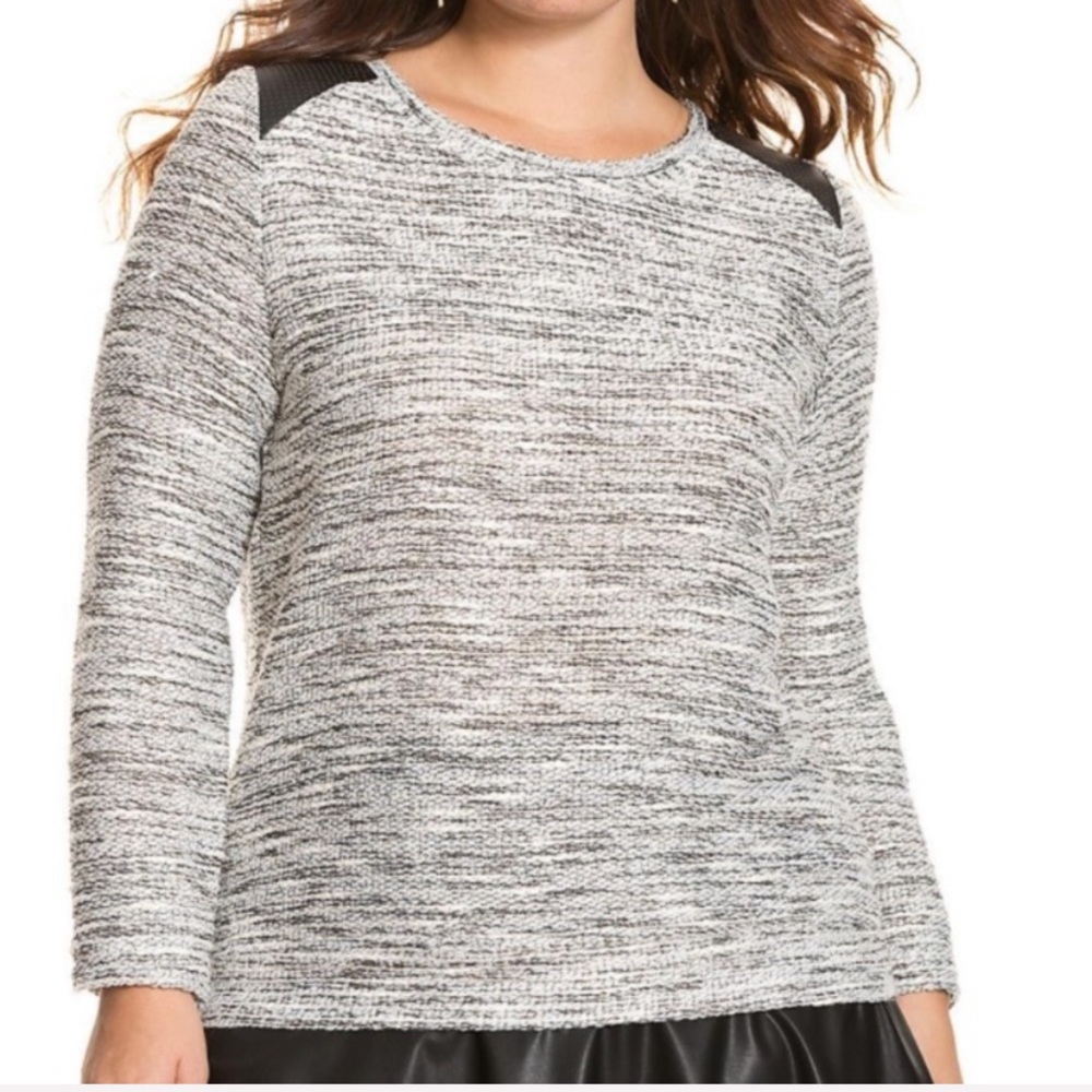 Lane Bryant Textured Sweater with faux Leather